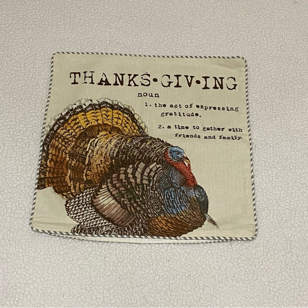 Pottery Barn thanksgiving turkey pillow cover 18” x 18” very good condition